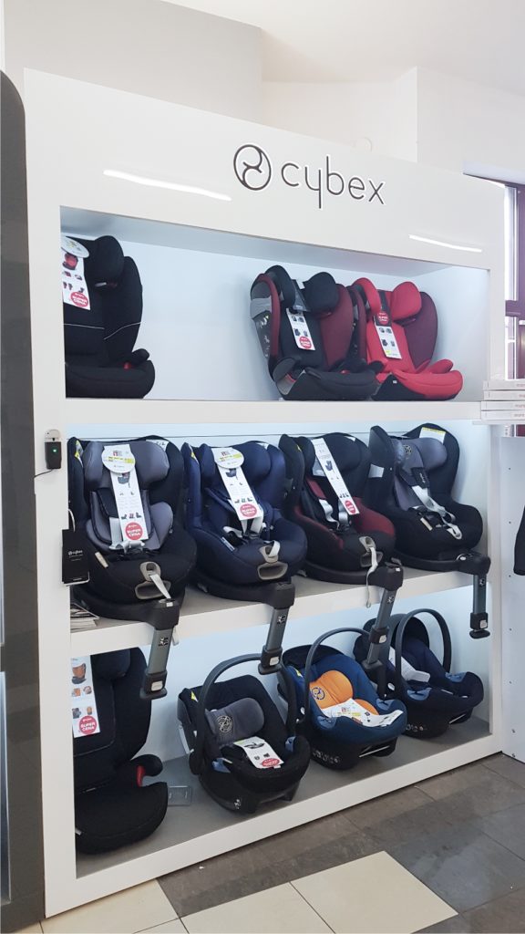 A shelf for car seats