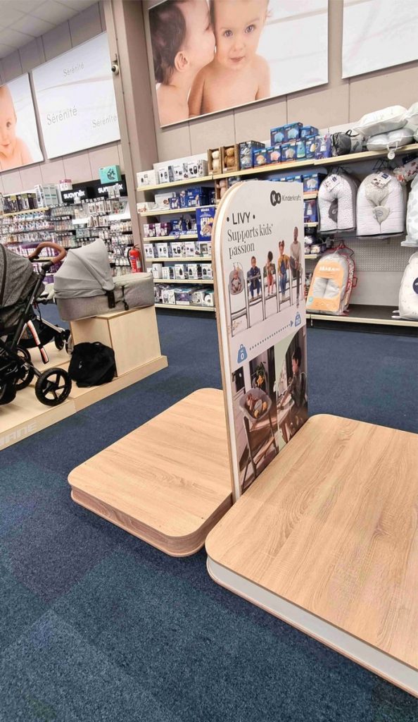 Platforms for prams with backs with graphics.