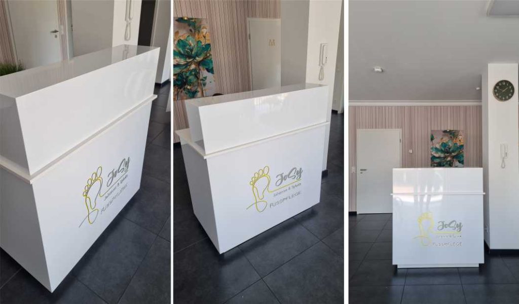 biała recepcja, lada 